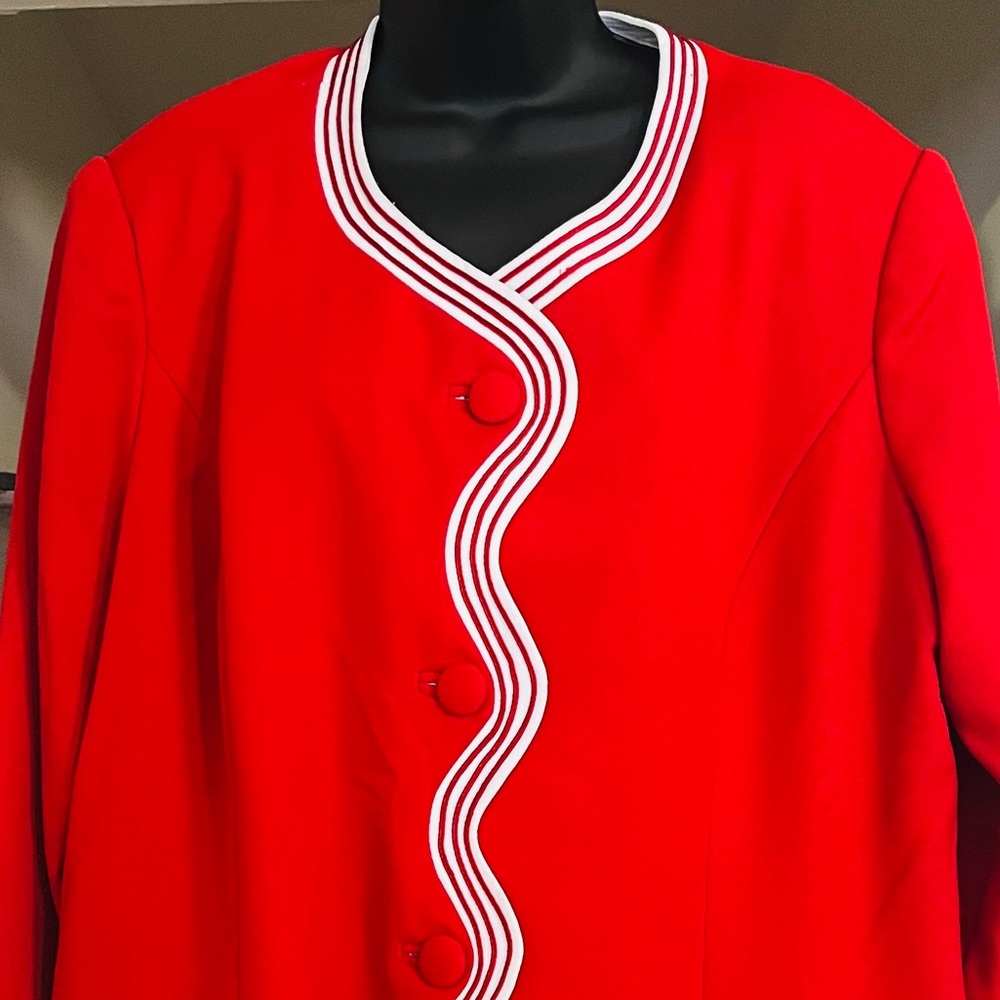 Classy Red + White Trim Blazer